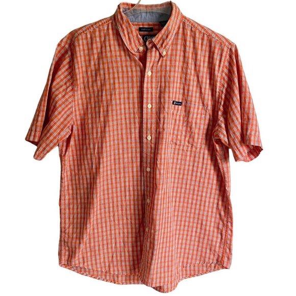 Chaps Easy Care Orange Button Down Short Sleeve Shirt Men's Large - Picture 1 of 7